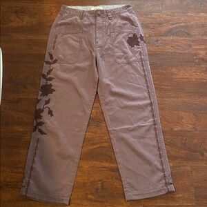 Sundance Mauve Embroidered Pants Size 6P - NWT